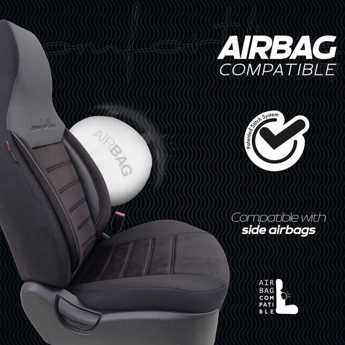 Тапицерия OTOM-Comfortline – Черно, с Алкантара, (За малки автомобили)