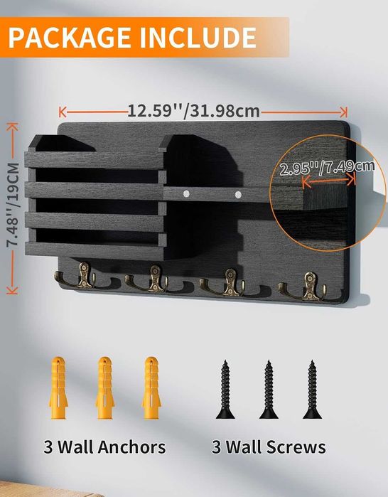 НОВА! Кутия за ключове с 8 куки, рафт за съхранение, магнитен държач