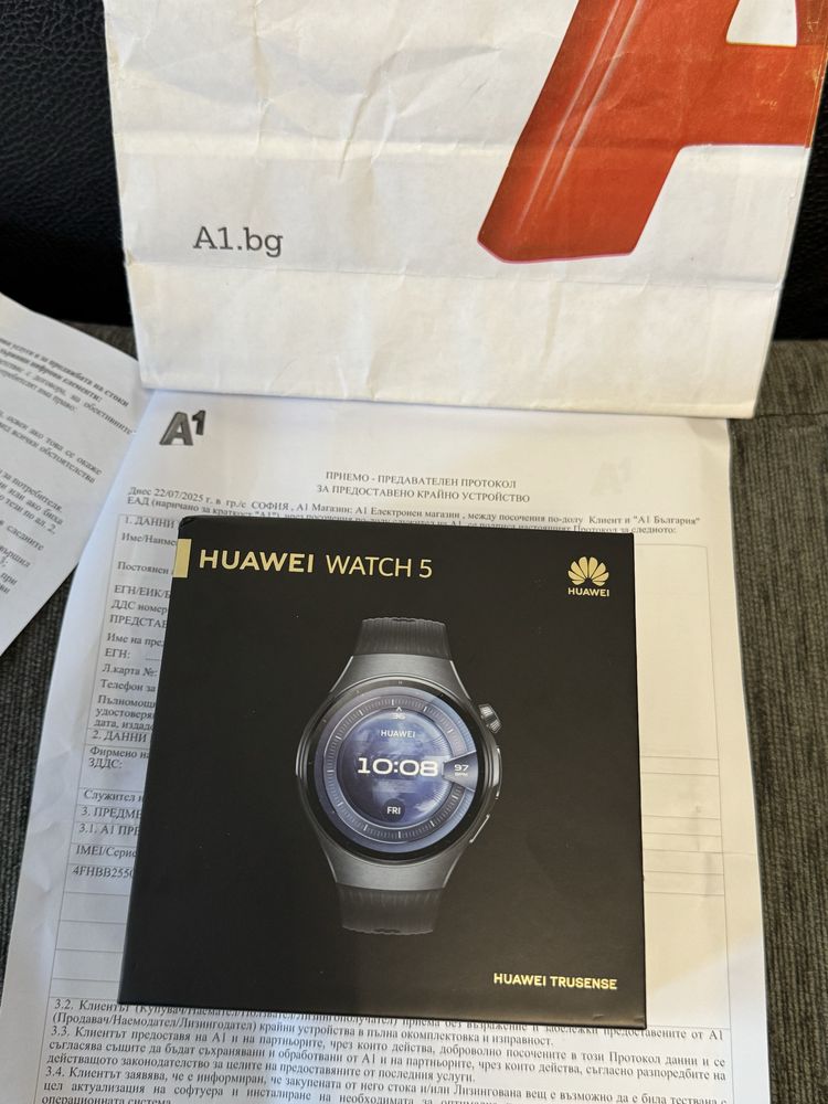 КАТО НОВ 46mm Huawei Watch 5 Гаранция A1 до 2027 г. Black