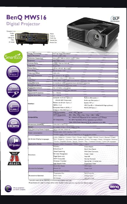 Videoproiector BenQ MW516 3D ready