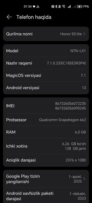 Honor 50 lite sotiladi