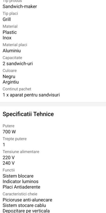 Sandwich-maker Tefal Croc Time SM193D34, 700 W, maner izolat termic