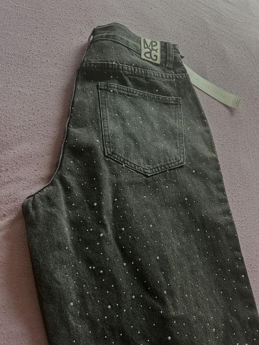 Бляскави дънки с камъни Missguided