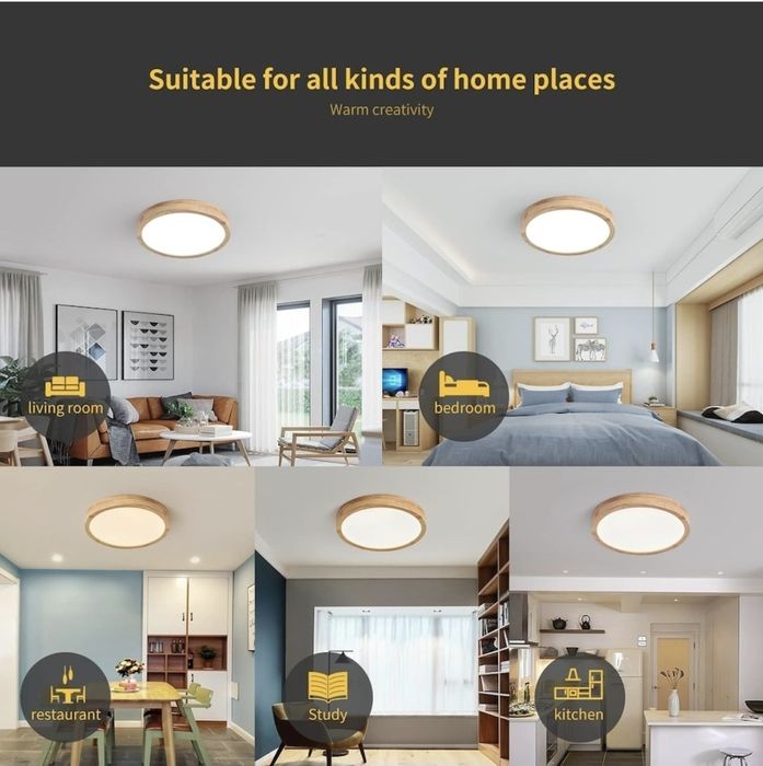 Plafoniera LED din lemn