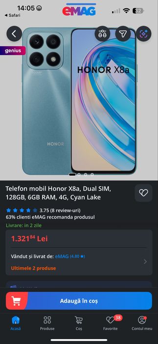 HONOR X8a, 128GB, 6GB RAM, Dual SIM, Titanium Silver