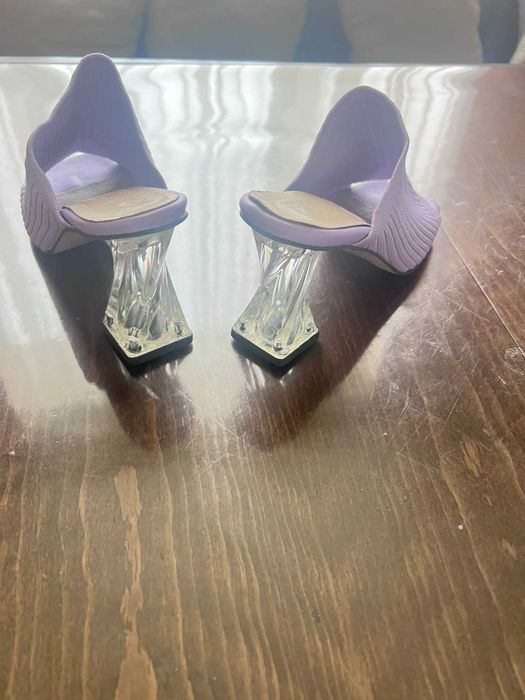 Лилави летни чехли от плат, номер 37