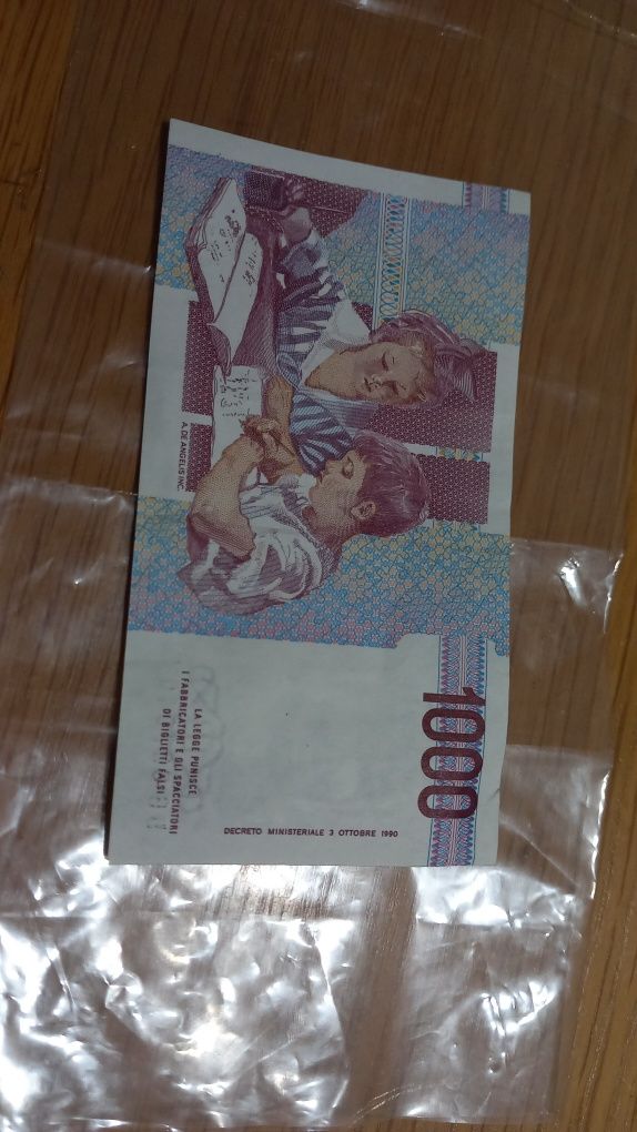 Bancnota 1000 lire banca d'Italia 1990