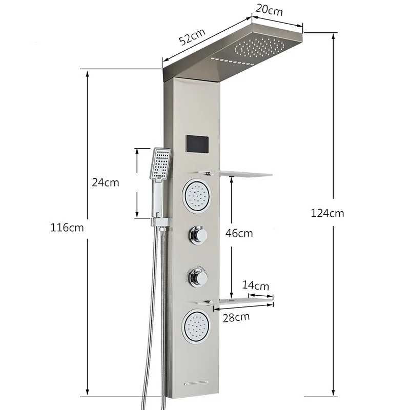 Panel Dus cu LED, Inox cu jeturi de masaj