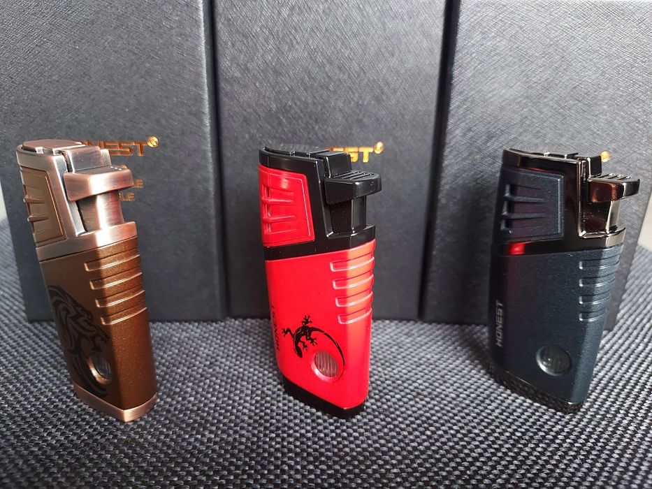 Луксозна запалка за пури HONEST с подарък резачка,3 цвята ПРОМО ЦЕНА