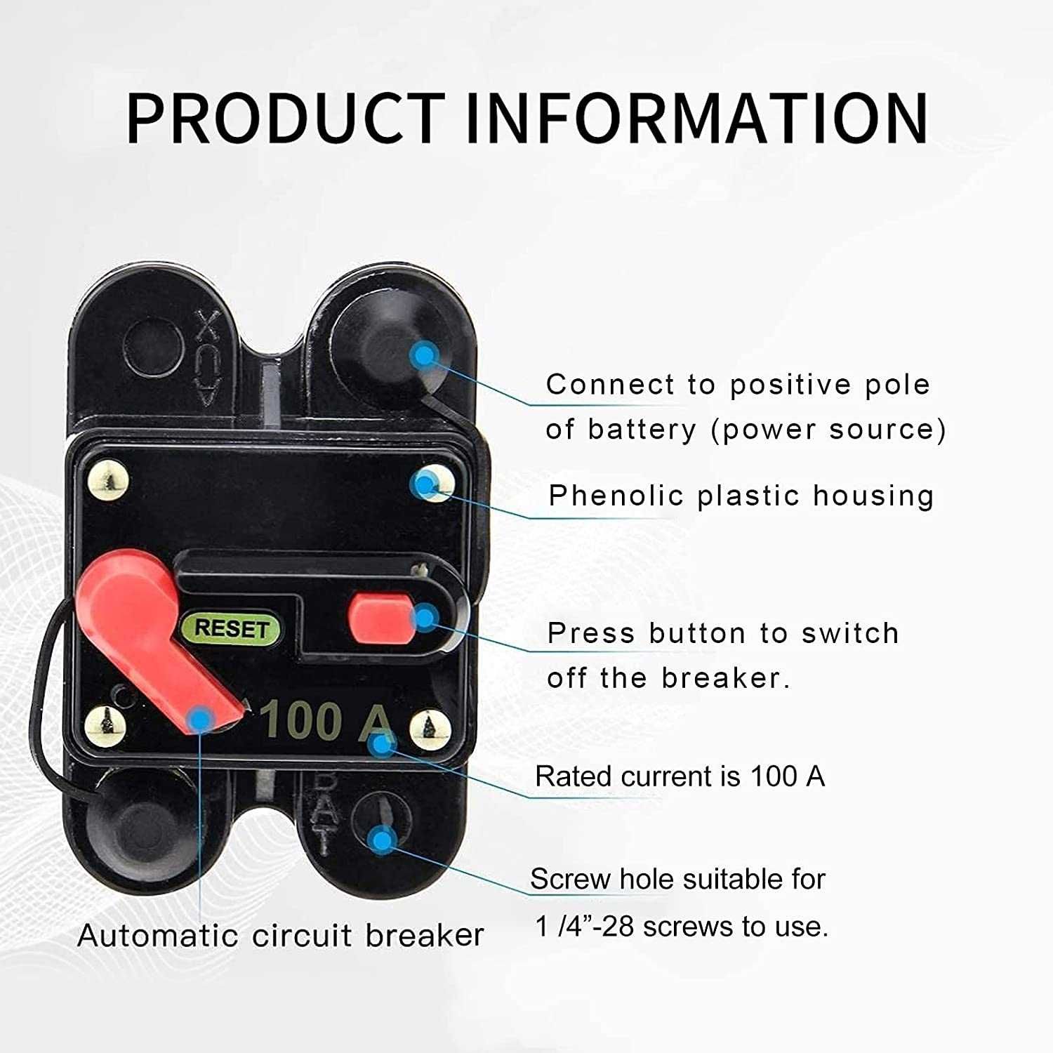 Intrerupator auto 12-84V, disjunctor 100A cu siguranta automata