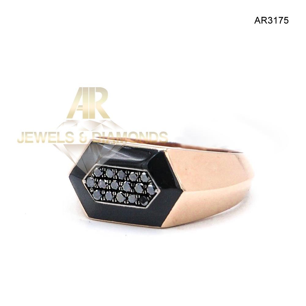 Inel Aur Rose 14K cu DIAMANTE negre model deosebit ARJEWELS(AR3175)