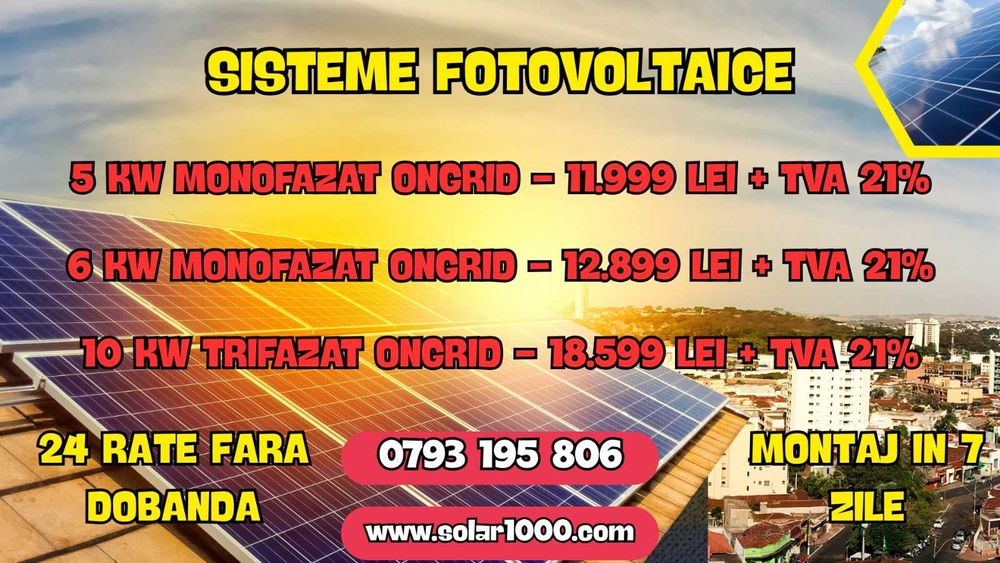 Sistem panouri solare fotovoltaice . Accesibil . In Rate . Toata tara