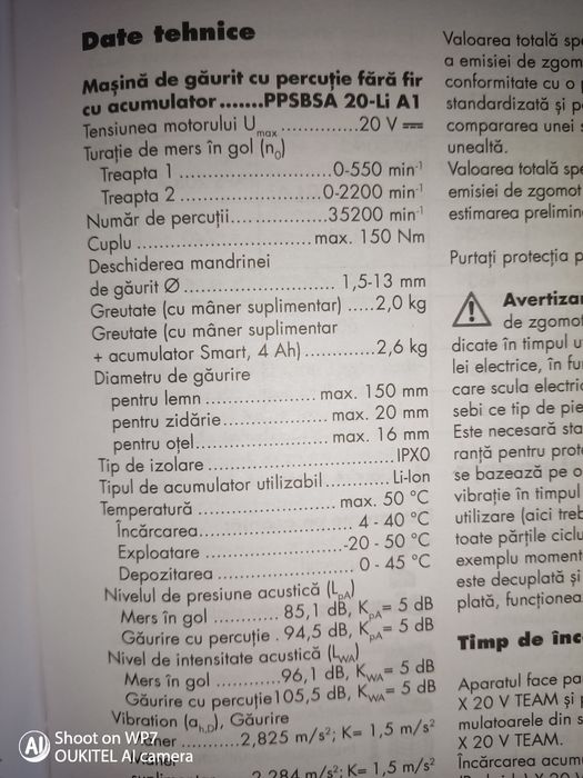 Parkside filetanta bormasina 150Nm percutie impact pe baterie 20V