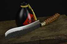 Cutit/Midi maceta tip Gurkha Blade/Kukri, maner lemn incrustat