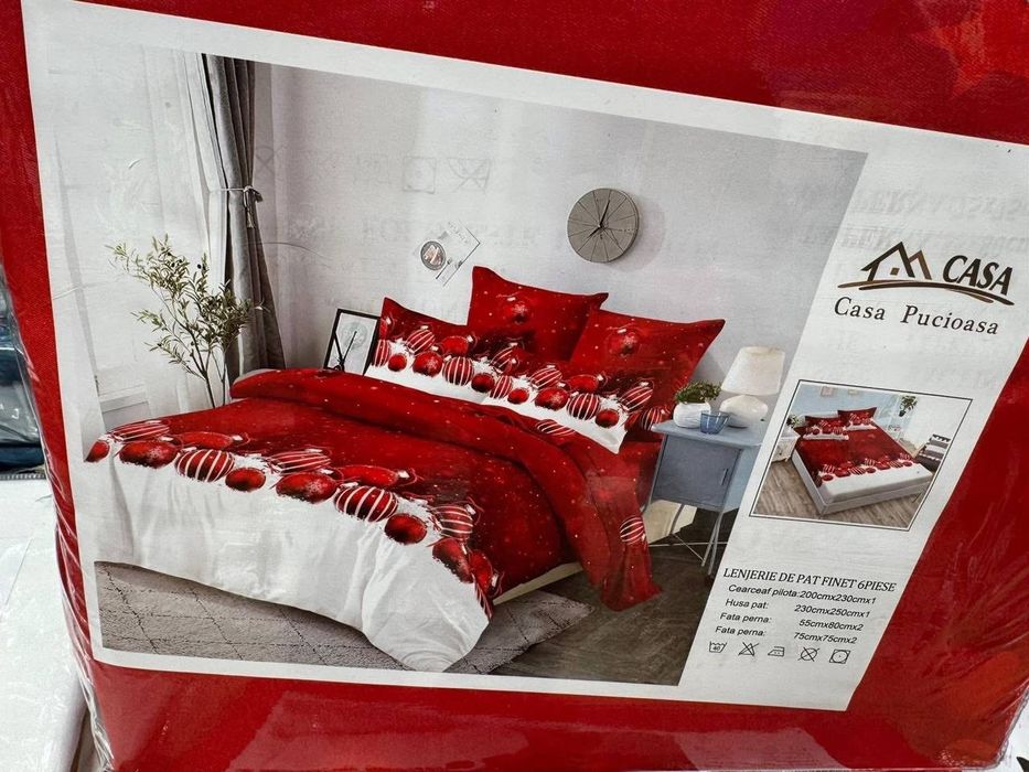 Lenjerie pat din 6 piese Casa pucioasa din finet cu tematică
