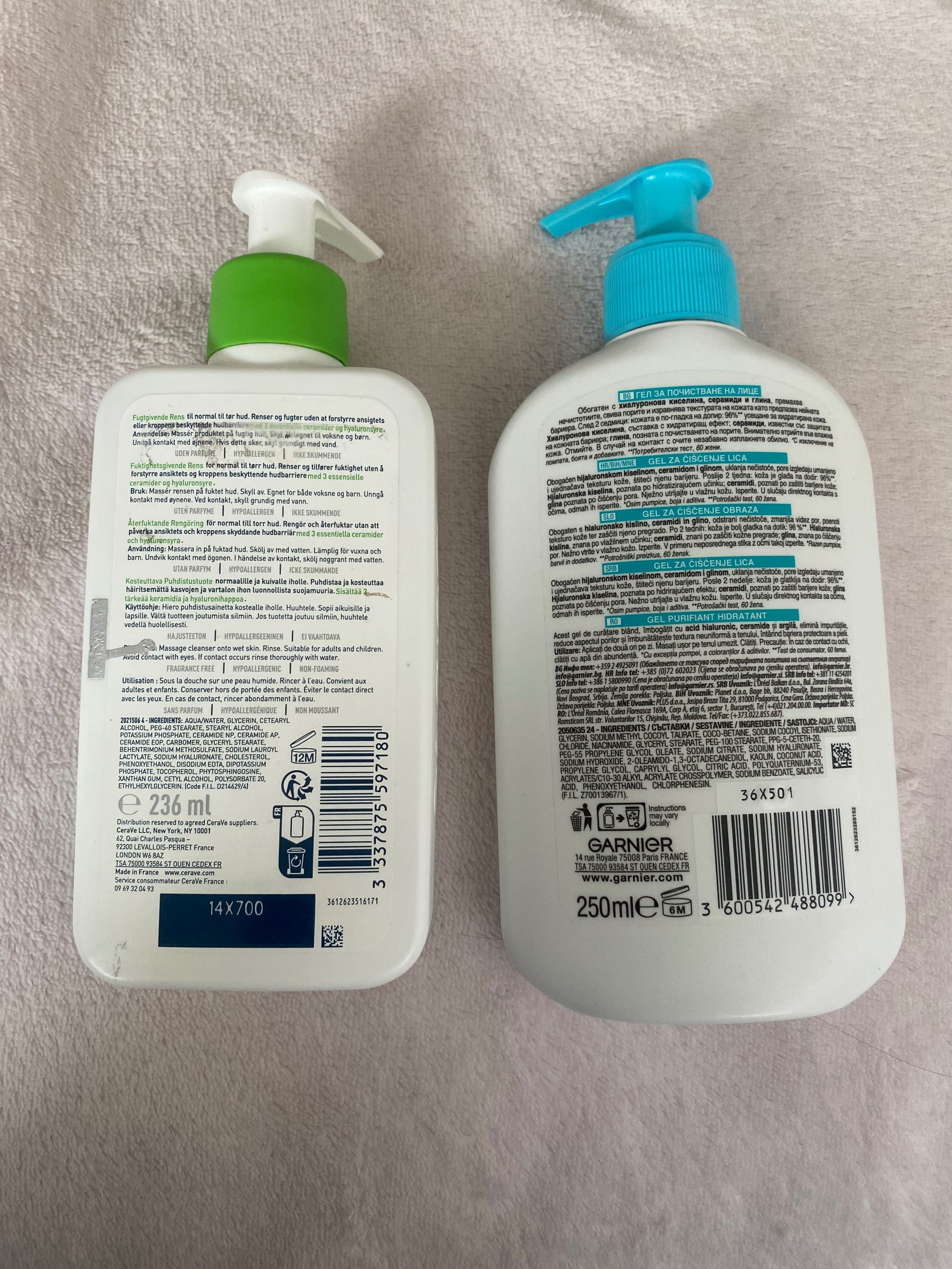 CeraVe и Garnier Hydrating Cleanser
