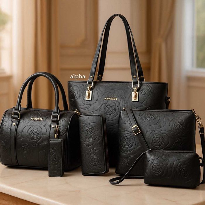 Елегантен комплект 6 броя дамски чанти.