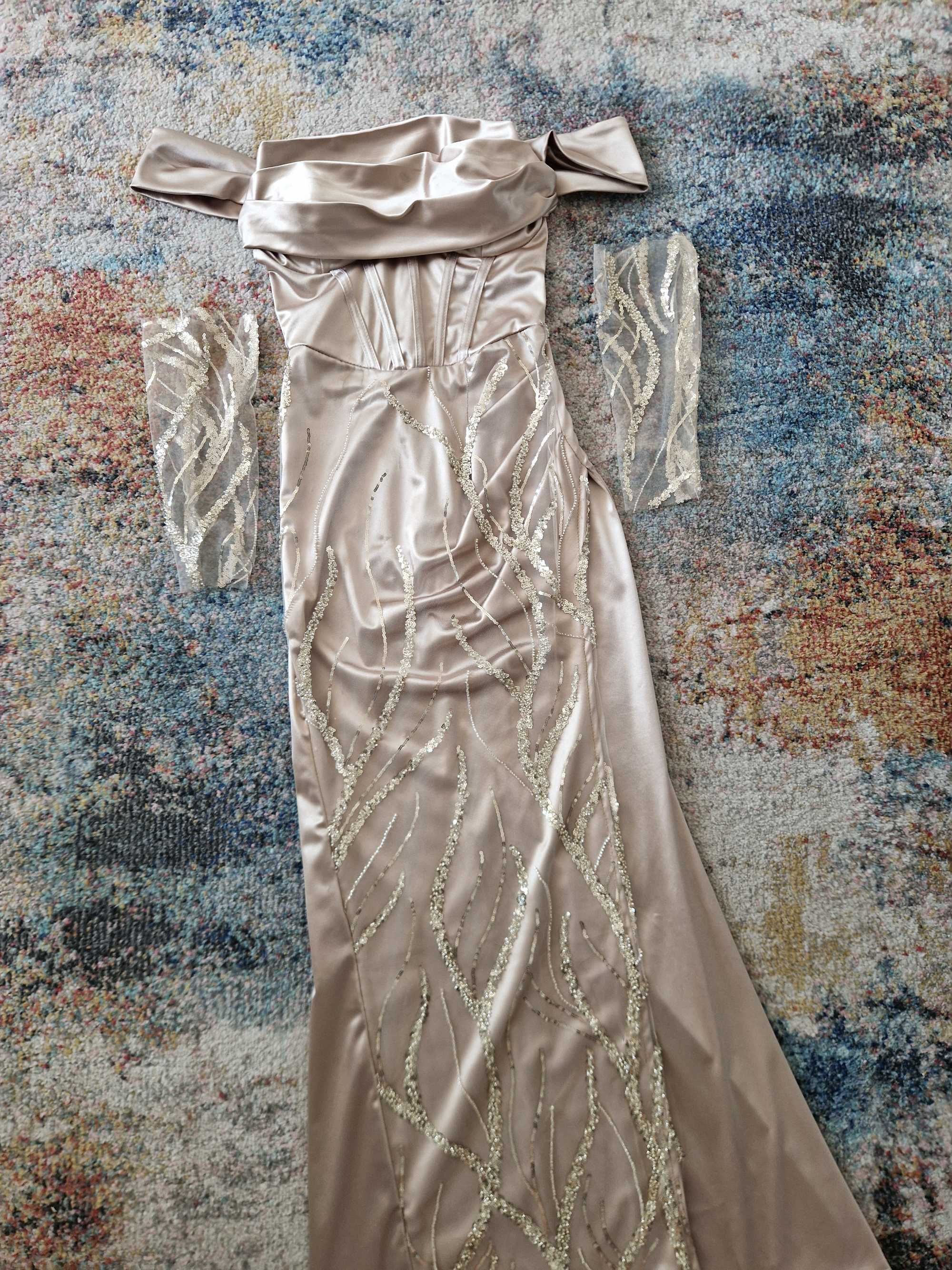 Rochie de ocazie crem cu pietre
