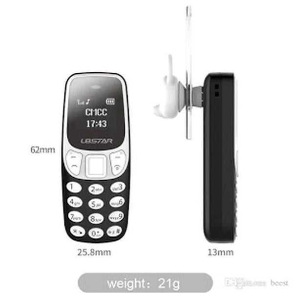 Mini telefon mobil, Dual SIM, OLED, 7 cm, greutate 30 grame