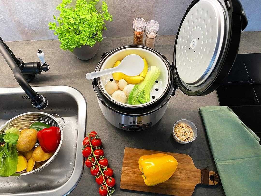 Нов Уред за Готвене на Пара Оризоварка RUSSELL HOBBS 1.3л 500 W, 2,8кг