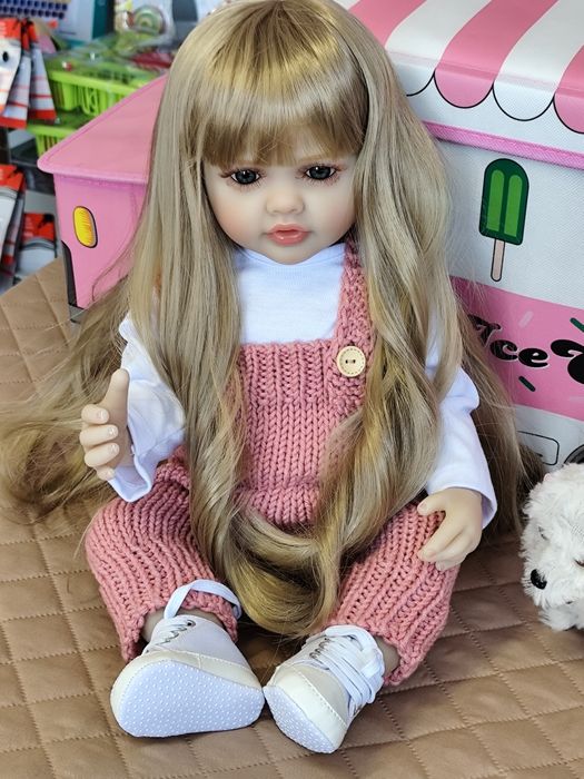 Нова реалистична реборн кукла, винилова, с дълга коса