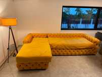 Colțar Chesterfield galben tip L