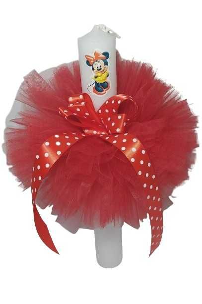 Lumanare Botez - Minnie - Rosu