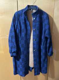 Palton lana bleumarin carouri negre 34