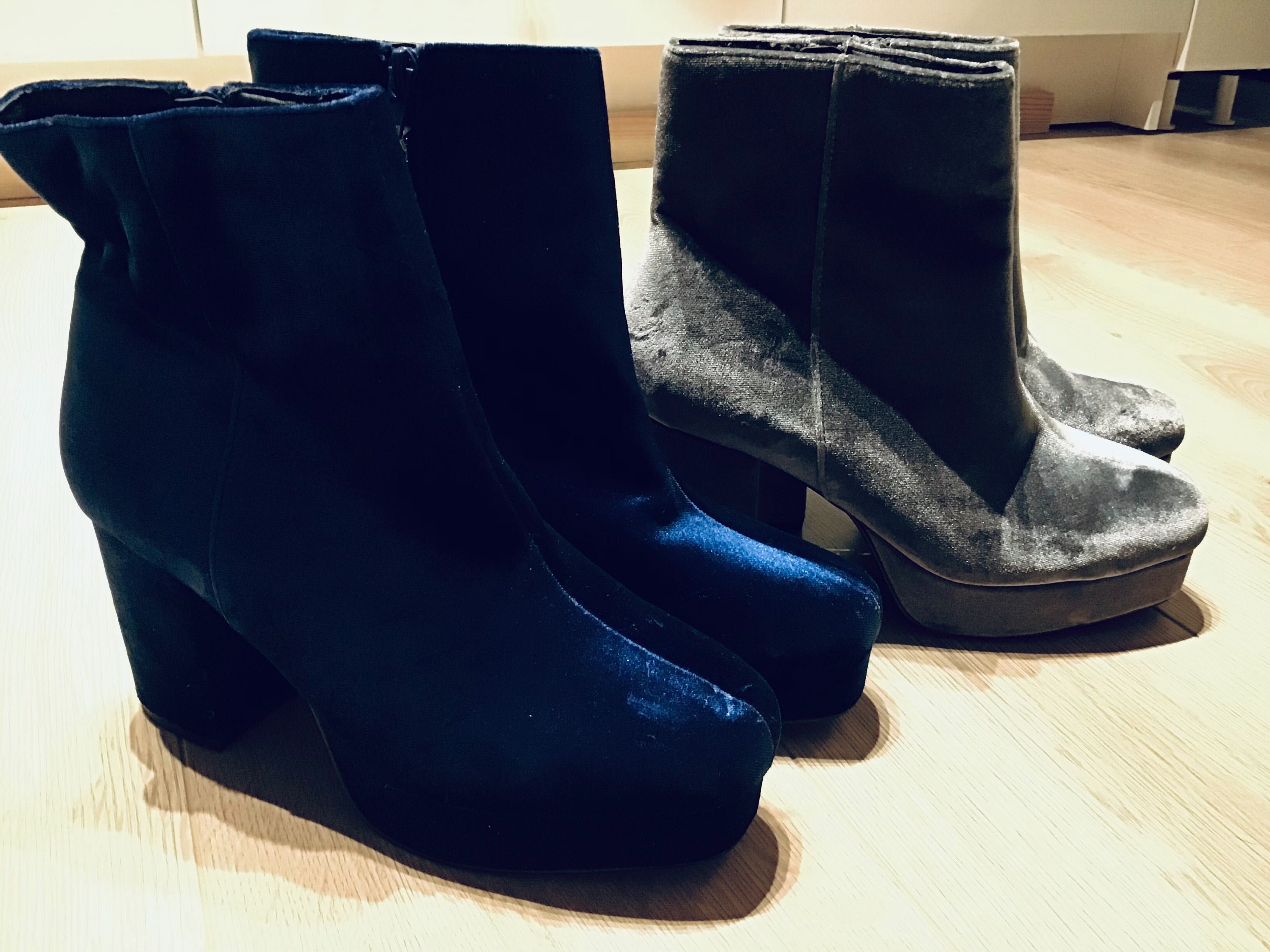 Botine catifea albastre noi 38