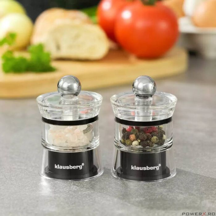 Set 2 rasnite, manuale, pentru sare si piper, Klausberg