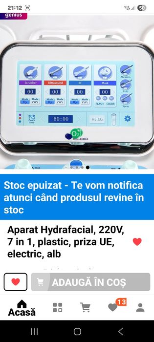 Aparat hidrafacial NOU, In Garanție!