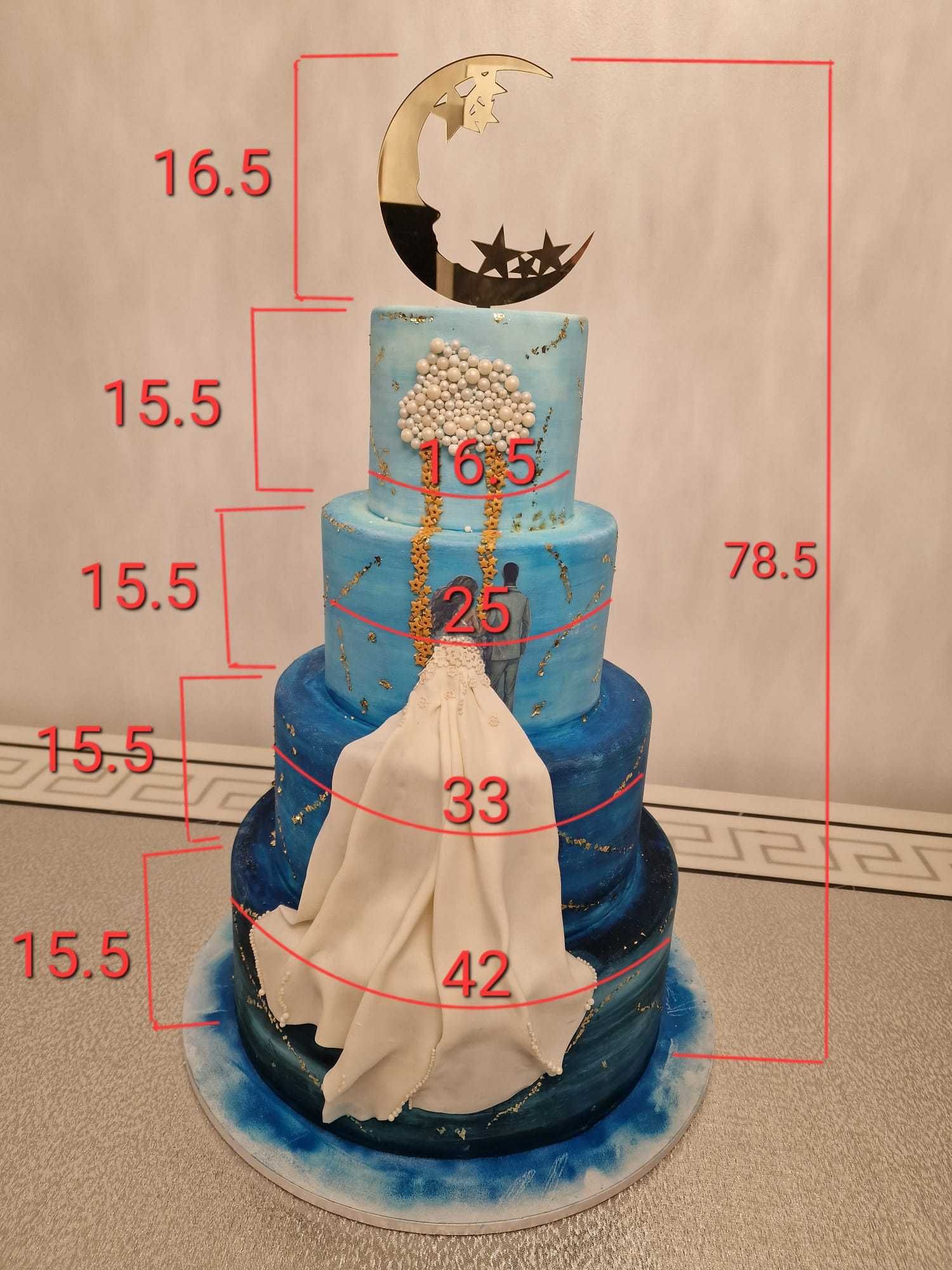 Macheta tort de nunta cu tematica "Semiluna"