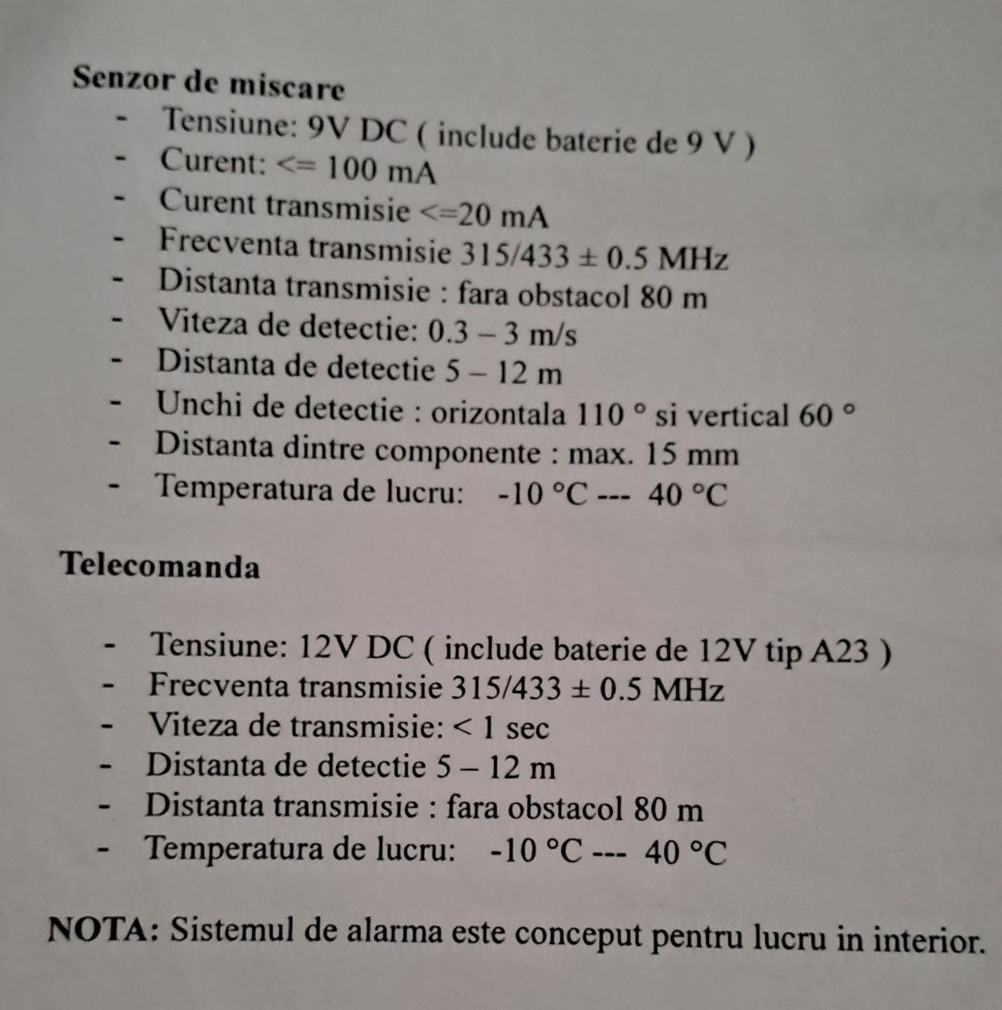Sistem de alarma antiefractie