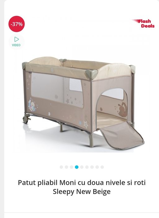 Patut pliabil Moni 2 nivele si saltea pliabila noi