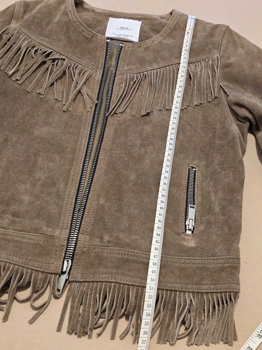 Jacheta din piele întoarsă (suede) cu franjuri de la Mango