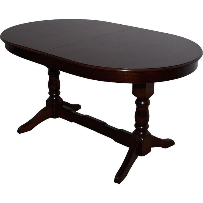 Set masa ovala, extensibila, din lemn masiv, cu 6 scaune