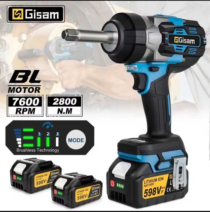 Gisam ударен гайковерт 1/2 инчов 2800N.M  18V две батерии