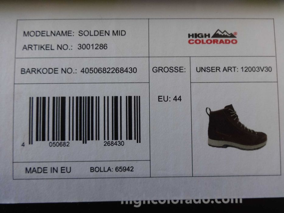 Обувки, мъжки, Hight Colorado 44, 28,5 cm