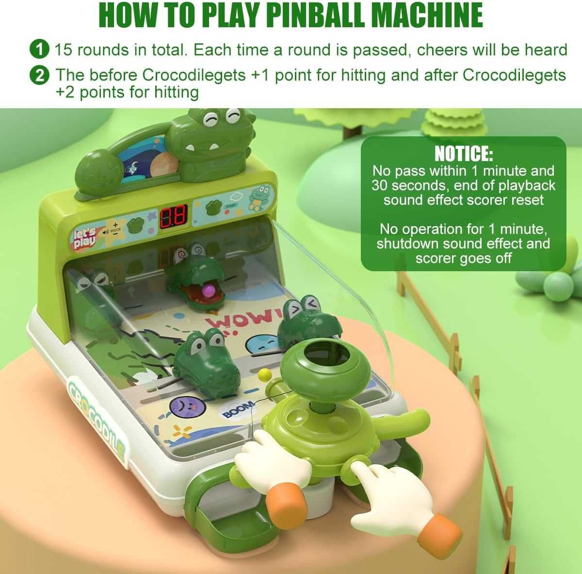 Joc de Pinball-Crocodil, 40 de Bile pt Tintire si Tabela de Scor