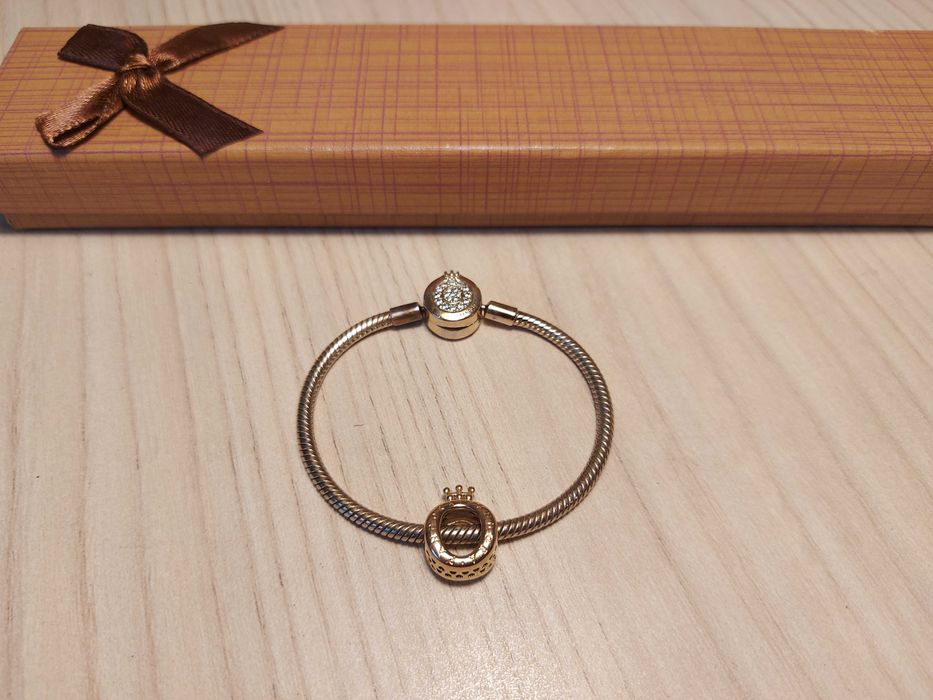 Гривна PANDORA златно покритие Талисман gold Висулка позлатена Пандора