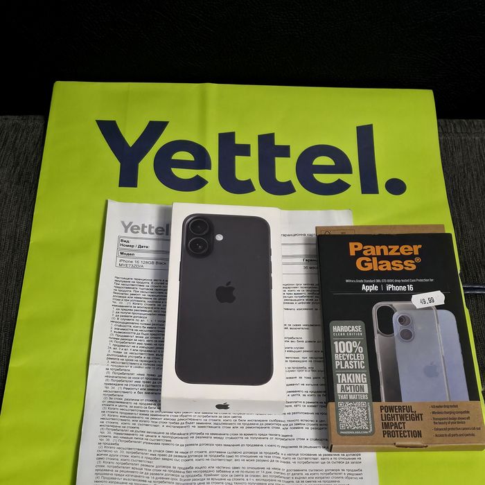 ЗАПЕЧАТАН 128GB iPhone 16  Гаранция от Yettel 3г. до 2028 Black