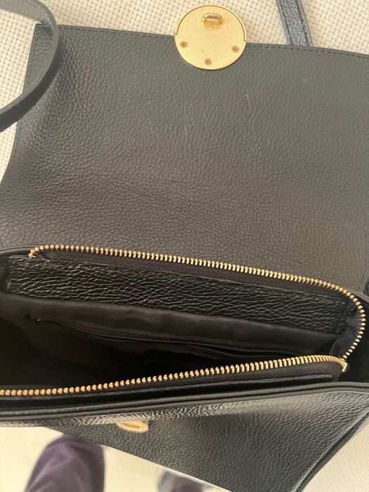 Geanta piele naturala 100% , masura medie, culoare: negru, NOUA