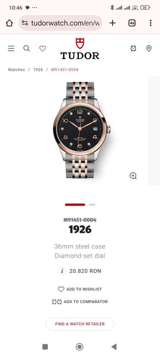 Tudor 1926 Aur Otel + diamante