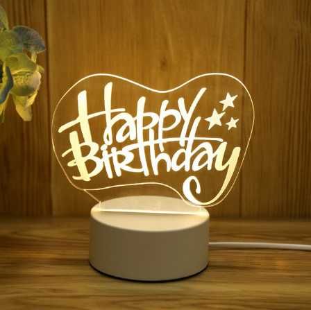 3D LED лампа 9 модела,love,happy birthday, мече,медуза,рози,сърца