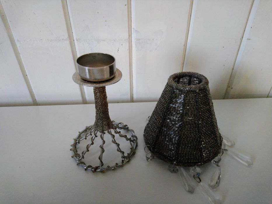 Suport luminare decorat cu margele