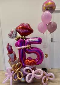 Buchet aniversar din baloane, baloane cu heliu, aranjamente cu baloane