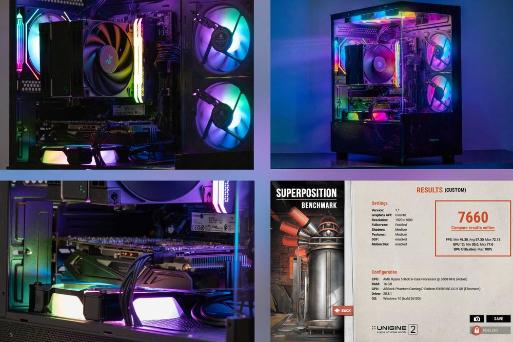 Sistem Gaming Ryzen 5 3600 + RX580 8GB + 16GB RAM + SSD 1TB
