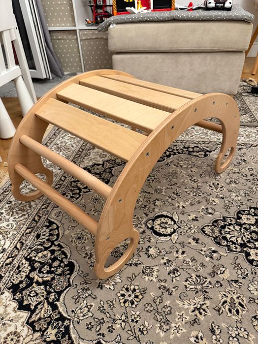 Set Pikler: triunghi, rampa tobogan, semicerc