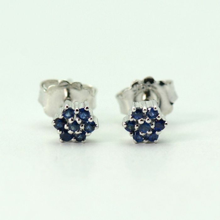 Cercei de 18k aur galben/alb cu safire cod 7530,7529,7527