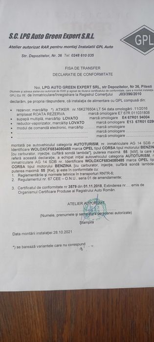 Instalatie gaz LOVATO achizitie 2017